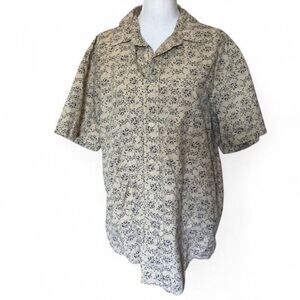 Christian Audigier Short Sleeve Patterned Button Up Collared T Shirt size Large